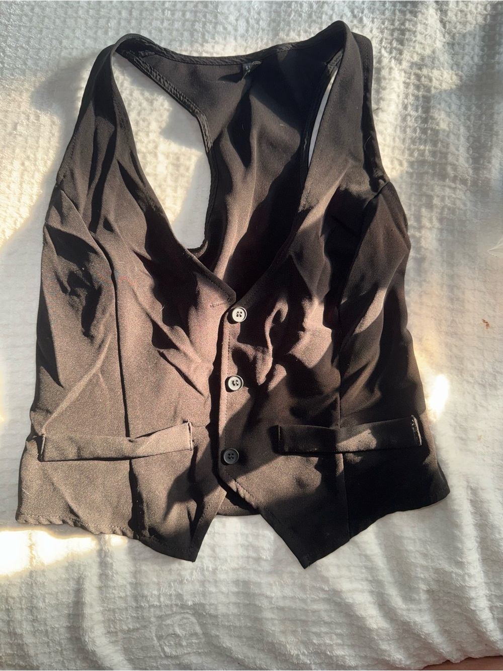 SHEIN Black Womens Button-Front Vest